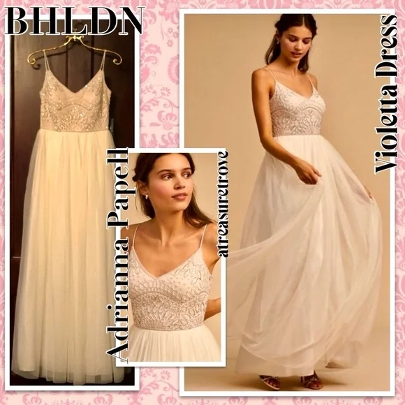 BHLDN Dresses Adrianna Papell X Bhldn Violetta Off White Pink